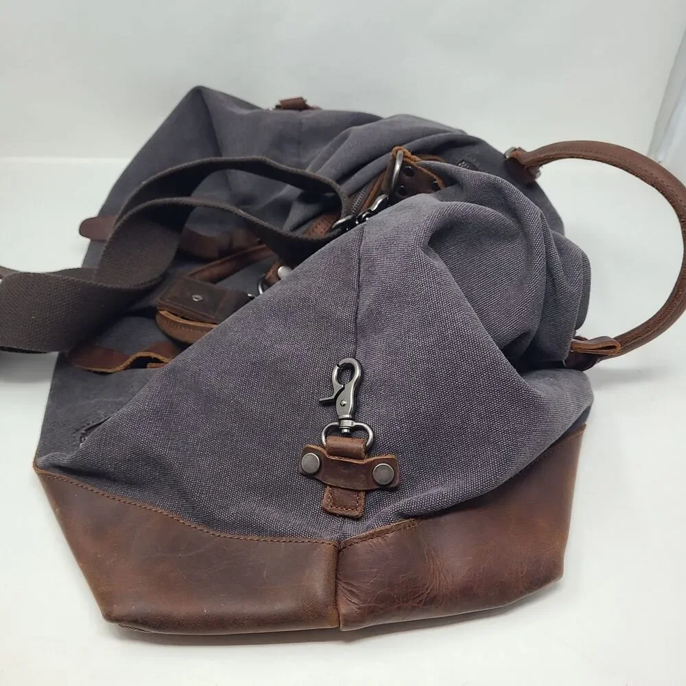 BLUBOON Waxed Canvas Leather Weekender Duffel Travel Bag Carry  On Large